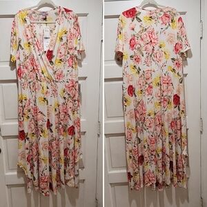BY Design Vintage Rose Floral Wrap Maxi Dress – Size 2X – NWT
